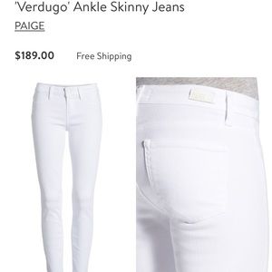 Paige Verdugo Skinny Ankle Jeans White 29